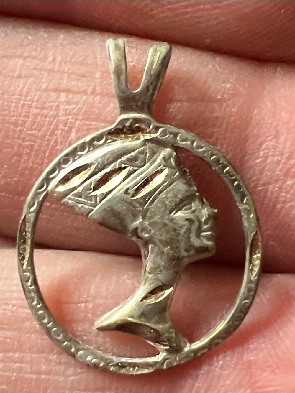 Ancient Egypt/kemet sterling silver Cleopatra goddess head pendant .925